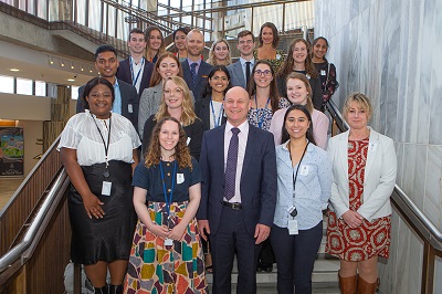 Ray Smith and the 2019 Heath and Safety Summer Interns at Parliament to meet the Minister for Workplace Relations and Safety.